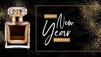 Luxury Gold Black Parfume New Year Mobile Facebook Cover template