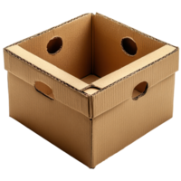 Empty cardboard box for packing and storage in a home or office setting isolated on transparent background png