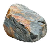Large brown and gray rock with unique textures resting on a light background isolated on transparent background png