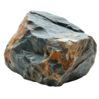 Large, textured rock with distinct color variations found in a natural outdoor setting isolated on transparent background png
