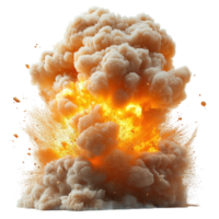 Explosion creates massive cloud of smoke and debris in a powerful display of energy and force isolated on transparent background png