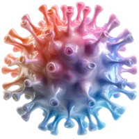 Brightly colored virus model showcases intricate surface details and texture in a scientific representation isolated on transparent background png