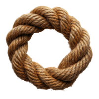 Decorative rope wreath showcasing intricate weaving and natural fibers for rustic home decor isolated on transparent background png