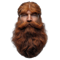 Portrait of a man with a large, styled beard showcasing vibrant red tones and a confident expression in a neutral background setting isolated on transparent background png