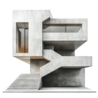 Modern architectural design showcases unique concrete structure with bold geometric shapes and minimalist style isolated on transparent background png