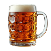Refreshing golden beer served in a frosty glass mug during a social gathering at a local brew pub isolated on transparent background png