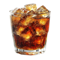 Refreshing beverage served in a glass with ice at a casual gathering during the summer evening isolated on transparent background png