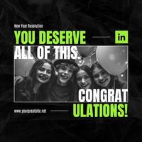 Congratulation for New Year Resolution Linkedin Post template