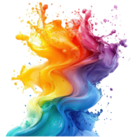 Vibrant swirl of colorful paint creating dynamic patterns in a fluid motion showcasing artistic expression isolated on transparent background png