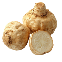 Unique root vegetable cultivation and preparation in a kitchen environment with fresh produce details isolated on transparent background png