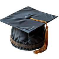 Graduation cap resting on a surface, symbolizing achievement and new beginnings for students completing their education isolated on transparent background png