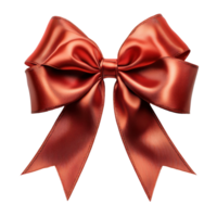 Elegant red satin ribbon bow suitable for gifts and decorations displayed on a plain background isolated on transparent background png