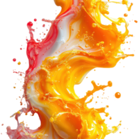 Vibrant orange and red paint splash creating dynamic movement against white background isolated on transparent background png