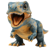 Colorful dinosaur toy with expressive features engaging children during playtime on a sunny afternoon isolated on transparent background png