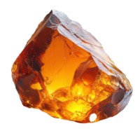 Natural amber specimen displaying vibrant orange hues and translucent qualities found in a geological setting isolated on transparent background png