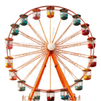 Ferris wheel stands tall at amusement park during sunny day attracting visitors of all ages with colorful gondolas isolated on transparent background png