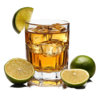 Enjoying a refreshing cocktail with lime slices and ice in a clear glass on a sunny day isolated on transparent background png