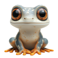 Cute frog with large eyes sits on a white background in a playful pose highlighting its unique features isolated on transparent background png