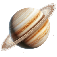 Majestic Saturn with striking rings and unique cloud patterns floating in the cosmic expanse of space isolated on transparent background png