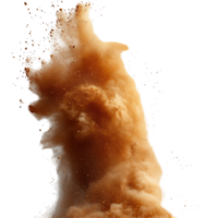 Dust cloud rises dramatically from the ground creating an impressive visual effect in an empty space isolated on transparent background png