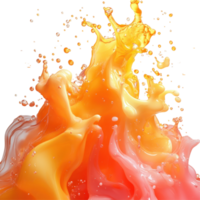 Vibrant splash of orange and pink liquids creating dynamic textures and patterns against a white background isolated on transparent background png