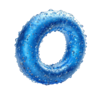Bright blue inflatable tube floating in clear water during a sunny day at a resort pool isolated on transparent background png