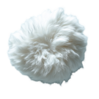 Fluffy white pom pom with soft texture ideal for crafting and decoration projects isolated on transparent background png