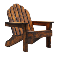 Wooden adirondack chair designed for outdoor relaxation in a garden or patio setting during sunny days isolated on transparent background png