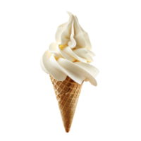 A Delicious Creamy Vanilla Soft Serve Ice Cream Cone on a White Background png