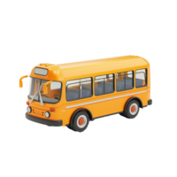 A Classic Yellow Toy Bus Model Rendered in 3D with Detailed Features png