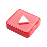 Red Square Button with White Play Icon 3D Render Digital Media Player Interface Element png