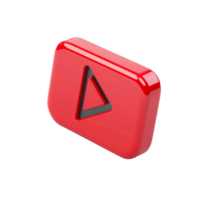 Three Dimensional Red YouTube Play Button Icon Digital Rendering png