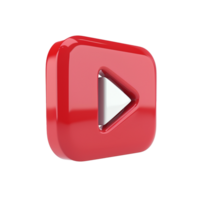 Red three dimensional play button icon digital media player interface png