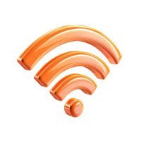 Three Dimensional Glossy Orange Wifi Symbol Internet Connection Wireless Network Signal png