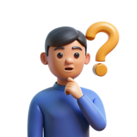3D Render of a Thoughtful Person with a Question Mark png