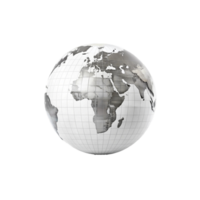 A Metallic Globe Depicting the World Map in a Gridded Pattern png