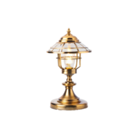 Elegant Antique Brass Garden Lamp Post Table Lamp with Glass Shade png