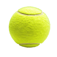 A single bright yellow tennis ball on a white background, ready for a game of tennis, showing its fuzzy texture and the subtle seam png