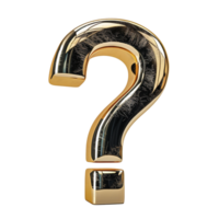 A Golden Question Mark Symbol with Scratches and a Cubic Base on a Light Background png