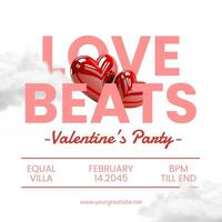 Love Beats Valentine Party Instagram Post template