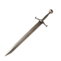 A Sleek Silver MedievalStyle Sword with a Rounded Pommel and Crossguard png