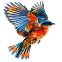 Vibrant Bird in Flight A Stunning Display of Colorful Feathers and Graceful Movement png