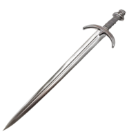 A Sleek Silver MedievalStyle Sword with Ornate Hilt and Crossguard png