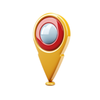 Three Dimensional Gold Location Pointer with Red and White Circular Center png