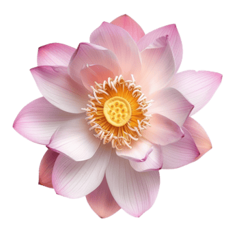 un maravilloso de cerca de un rosado loto florecer con delicado pétalos y un dorado centrar png