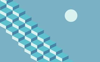 Staircase with Celestial Body Reaching for the Moon. Simply aestethic background vector