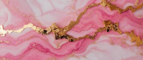 Abstract Pink and Gold Marble Texture Background. photo