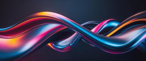 Fluid and glossy abstract shapes with vibrant color transitions on a dark background photo