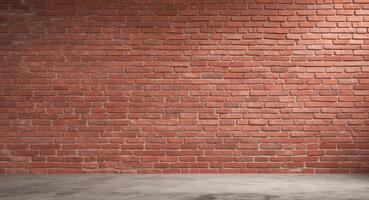 Panoramic red brick wall texture background with ample copy space for creative projects. photo