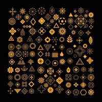 golden geometric design element set. vector